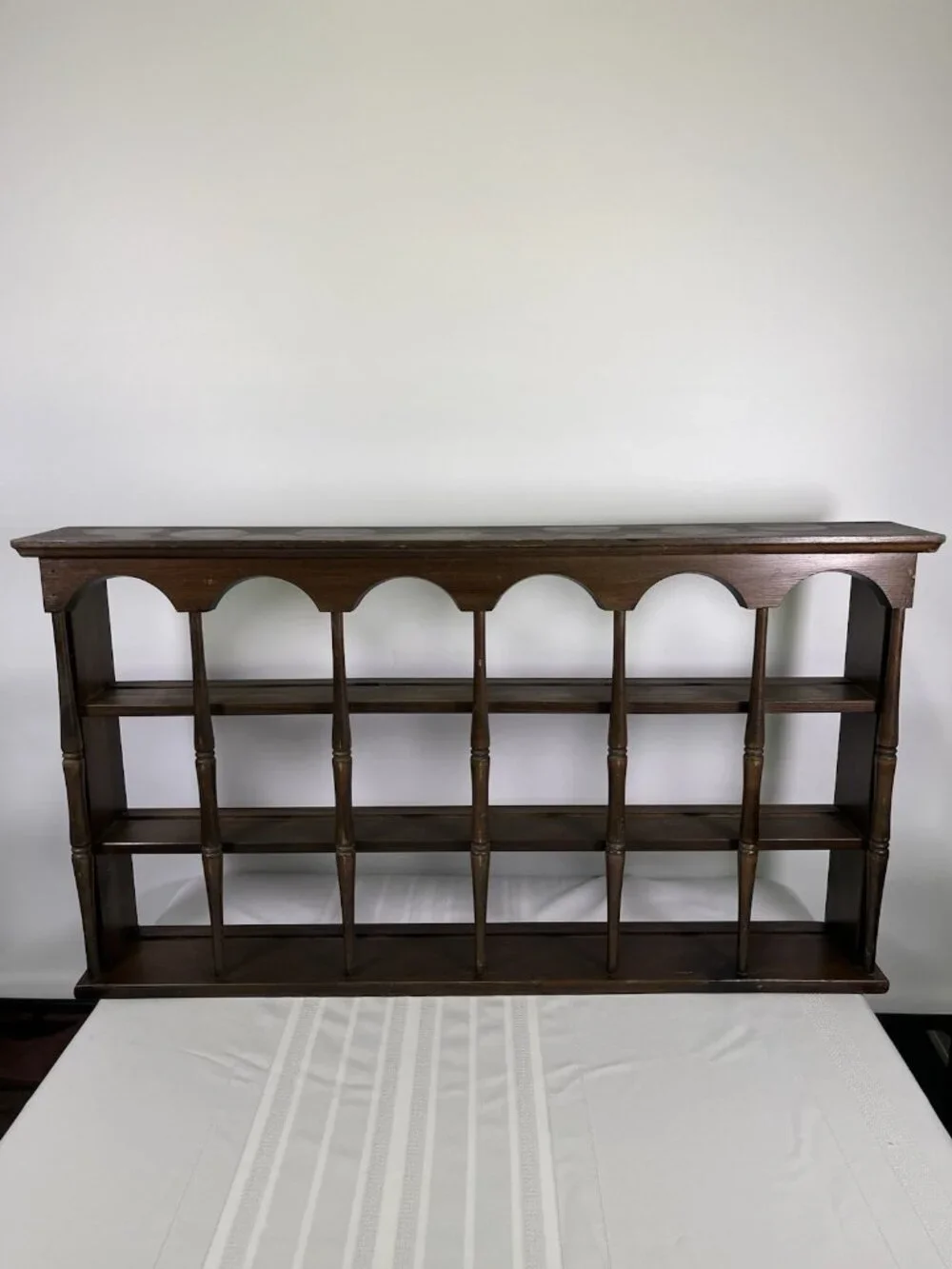 Vintage Colonial Revival Wooden Wall Shelf Spindle Knick Knack Rack Cottagecore